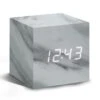 Cube Click Clock Wekker - Marmer/LED Wit