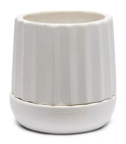 Plantenbak Rond, Bloempot Met Ribbel - Let It Grow - Wit - Maat S