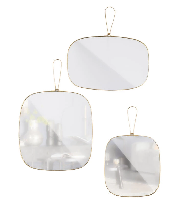 BePureHome Glass Spiegels - Metaal - Antique Brass - Set Van 3 1 BePureHome Glass Spiegels - Metaal - Antique Brass - Set Van 3