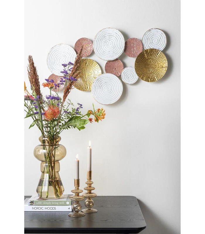 PRESENT TIME Muurkunst Circles - Roze, Wit En Goud - Large - 73x47,5x5,5cm 2 PRESENT TIME Muurkunst Circles - Roze, Wit En Goud - Large - 73x47,5x5,5cm - Afbeelding 2