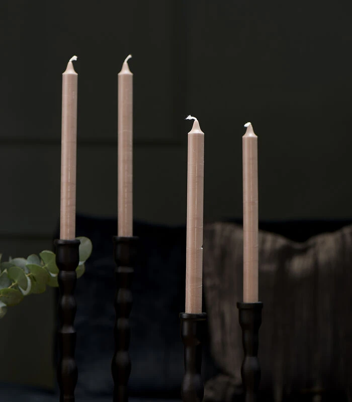 Lange Kaarsen - Dinner Candles ECO Flax 4pcs - Grijs/Beige - Set Van 2 X 4 Stuks 2 Lange Kaarsen - Dinner Candles ECO Flax 4pcs - Grijs/Beige - Set Van 2 X 4 Stuks - Afbeelding 2