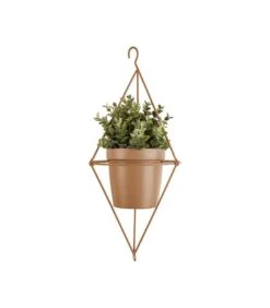 PRESENT TIME Hangende Plantenpot Spatial Diamond - IJzer Karamel Bruin - 13x12cm