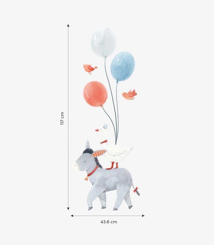 GENTLE FRIENDS Muursticker Kinderkamer - Ezel En Ballonnens 45x118cm 3 GENTLE FRIENDS Muursticker Kinderkamer - Ezel En Ballonnens 45x118cm - Afbeelding 3