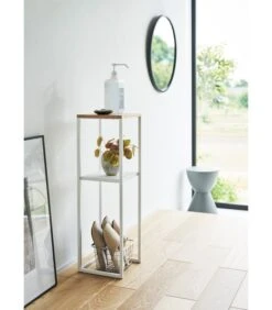 Yamazaki 2-Tiered Shelf W/ Wooden Top - Tower - White -Dagelijkse Boodschappen Winkel 1762b3cdac2b4e3db6ce819d57d3feed