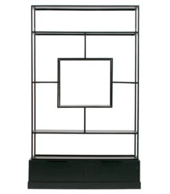 Exclusive Fons Vakkenkast - Metaal/hout - Zwart - 204x126x38