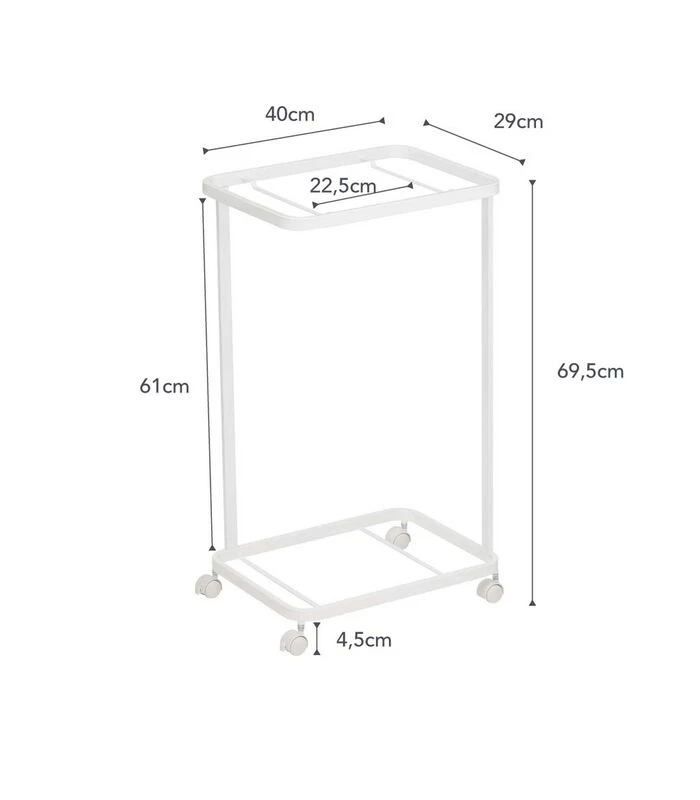 Yamazaki Laundry Cart 2 Tier - Tosca - White 5 Yamazaki Laundry Cart 2 Tier - Tosca - White - Afbeelding 5