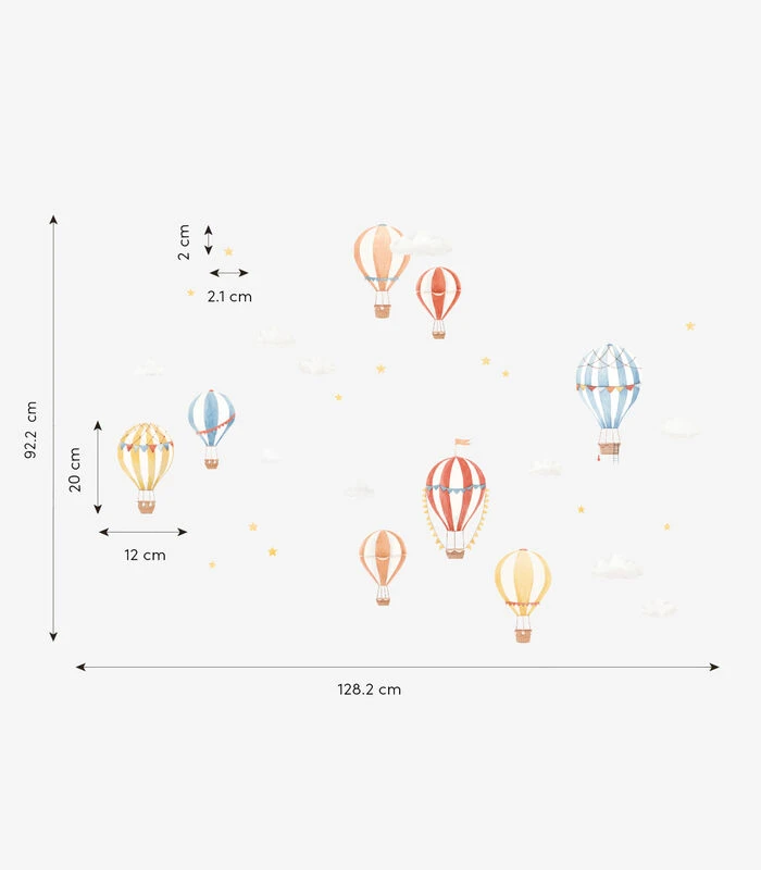 GENTLE FRIENDS Muursticker Kinderkamer - Luchtballonnen 64x40 Cm 4 GENTLE FRIENDS Muursticker Kinderkamer - Luchtballonnen 64x40 Cm - Afbeelding 4