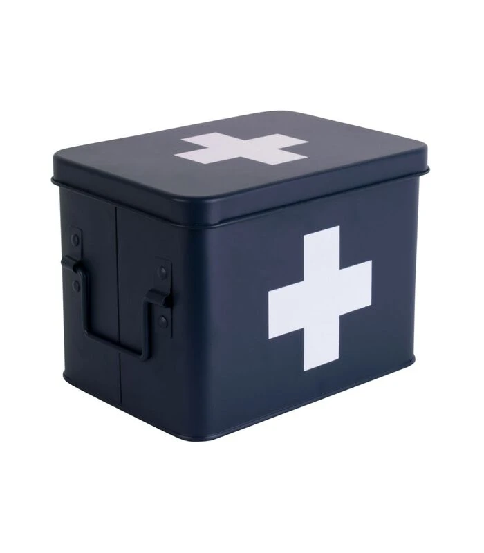 PRESENT TIME Medicijnkist - Medium - Metaal Mat Donkerblauw - 21,5x15,5x16cm 4 PRESENT TIME Medicijnkist - Medium - Metaal Mat Donkerblauw - 21,5x15,5x16cm - Afbeelding 4