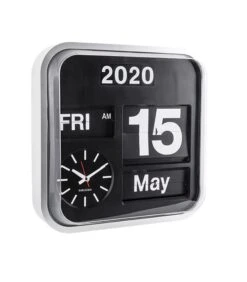 Karlsson Wandklok Big Flip - Zilver/Zwart - 43x43x16cm