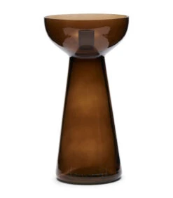 Kaarshouder Glas, Hoge Kandelaar - Amber Stone - Bruin - Maat M