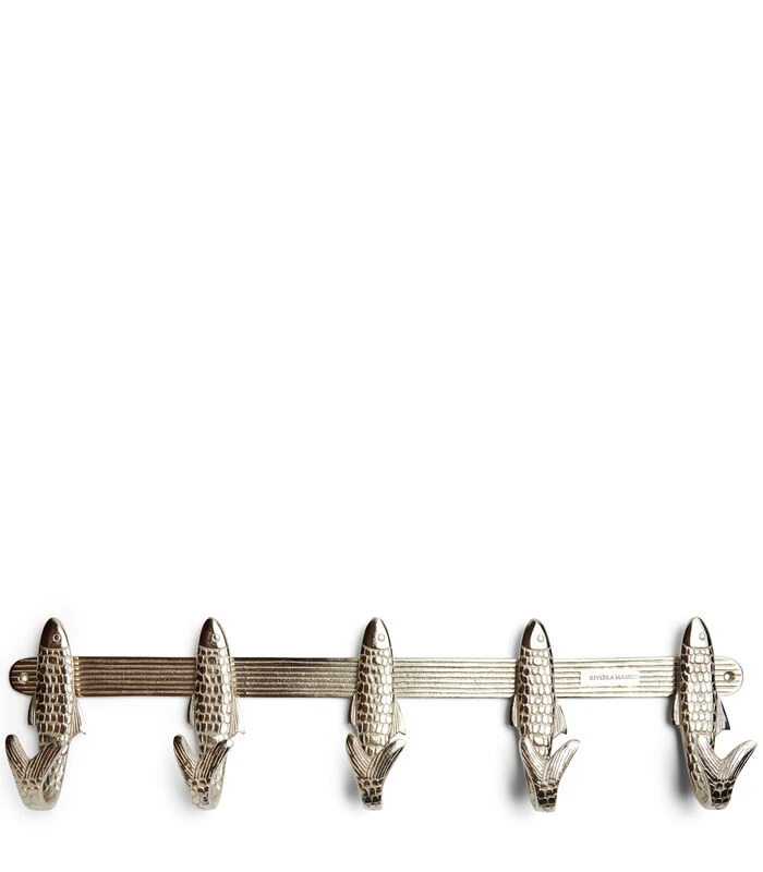 Wandkapstok, Vissen Kapstok, 10 Ophanghaken - De Pêche Coat - Zilver 1 Wandkapstok, Vissen Kapstok, 10 Ophanghaken - De Pêche Coat - Zilver