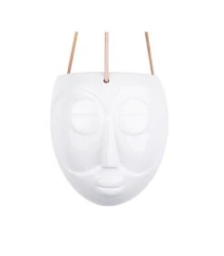 PRESENT TIME Hangende Plantenpot Mask - Glazuur Wit - 16,5x13,6x17,9cm