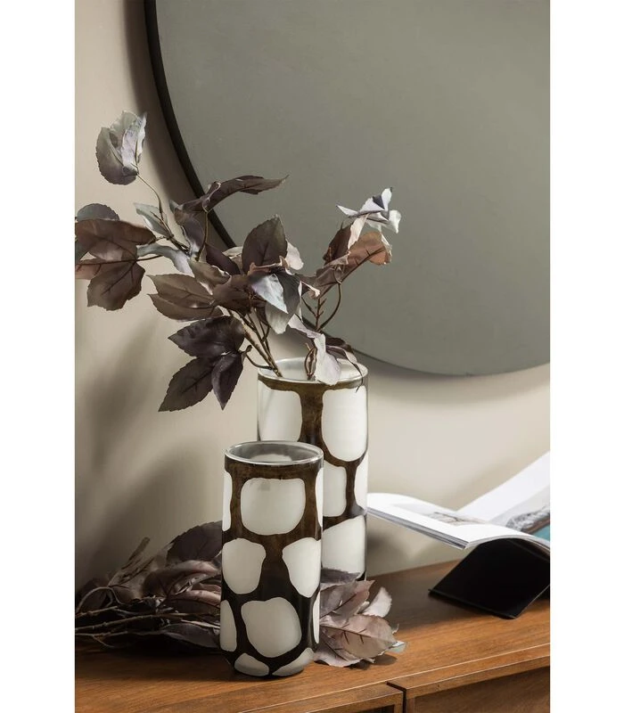 Blair Handgemaakte Vaas - Glas - Zwart/ Wit - 34x14x14 2 Blair Handgemaakte Vaas - Glas - Zwart/ Wit - 34x14x14 - Afbeelding 2