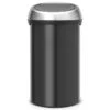 Brabantia Touch Bin, 60L Matt Black/ Steel Fingerprint Proof