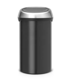 Brabantia Touch Bin, 60L Matt Black/ Steel Fingerprint Proof