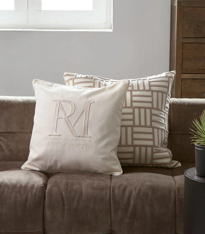 Kussenhoes, Kussensloop 50x50, Sierkussen RM Logo - Monogram - Wit - 2 Kussenhoes, Kussensloop 50x50, Sierkussen RM Logo - Monogram - Wit - - Afbeelding 2