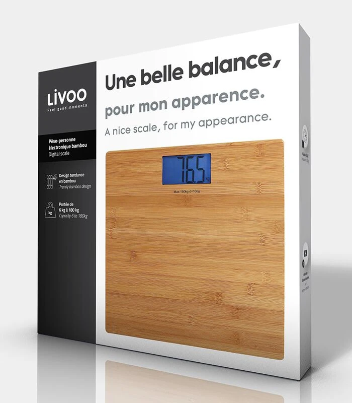 LIVOO Digitale Personenweegschaal Bamboe 3 LIVOO Digitale Personenweegschaal Bamboe - Afbeelding 3