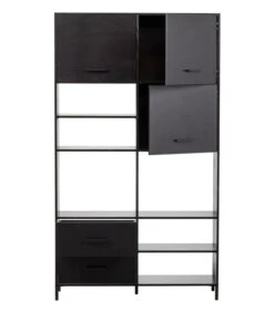 WOOOD Vakkenkast Aiko - Grenen - Zwart - 194x110x35 -Dagelijkse Boodschappen Winkel 328a4d9d6ce7499bbe261ff22655253d