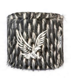 Poef In Zwarte Imitatiebont Geborduurd