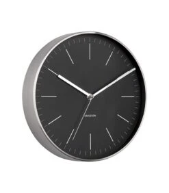 Karlsson Wandklok Minimal - Zwart, Nikkel Behuizing - Ø27,5cm