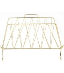 PRESENT TIME Tijdschriftenrek Diamond Raster - Metaal Verguld - 40x26,5x45cm -Dagelijkse Boodschappen Winkel 36f0af7981364327801199897649a554