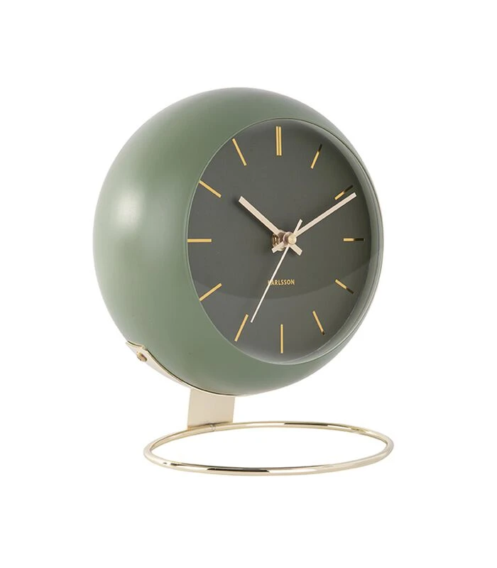 Karlsson Tafelklok Globe - Mosgroen - 21x24,5x14cm 1 Karlsson Tafelklok Globe - Mosgroen - 21x24,5x14cm
