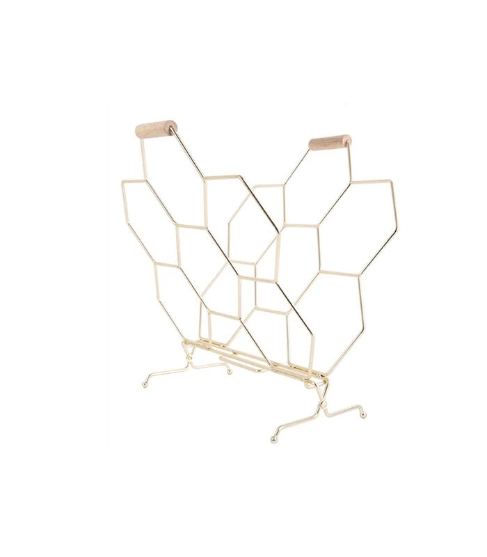 PRESENT TIME Tijdschriftenrek Honeycomb - Verguld - 40x33x45cm 1 PRESENT TIME Tijdschriftenrek Honeycomb - Verguld - 40x33x45cm
