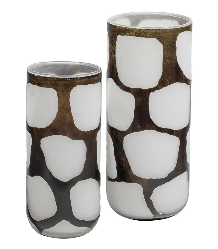 Blair Handgemaakte Vaas - Glas - Zwart/ Wit - 34x14x14 3 Blair Handgemaakte Vaas - Glas - Zwart/ Wit - 34x14x14 - Afbeelding 3
