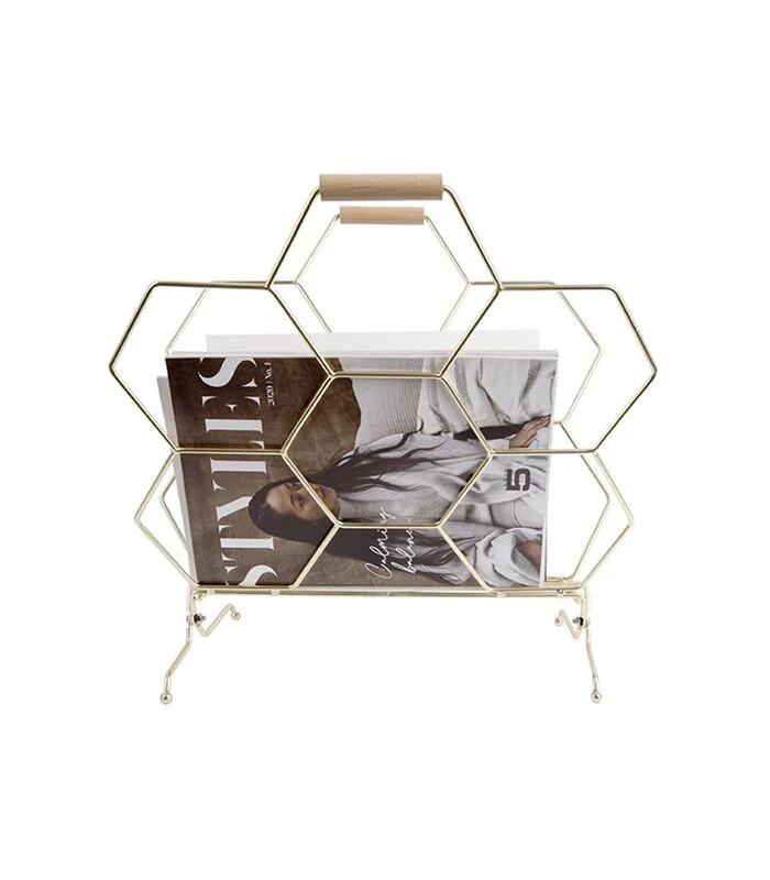 PRESENT TIME Tijdschriftenrek Honeycomb - Verguld - 40x33x45cm 4 PRESENT TIME Tijdschriftenrek Honeycomb - Verguld - 40x33x45cm - Afbeelding 4