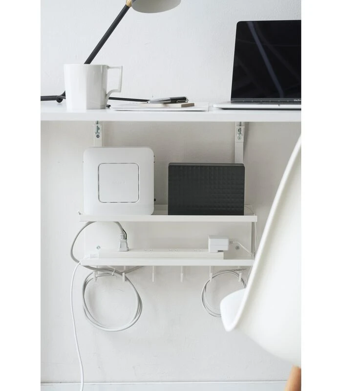 Yamazaki Under-desk Cable & Router Organizer - Smart - White 2 Yamazaki Under-desk Cable & Router Organizer - Smart - White - Afbeelding 2
