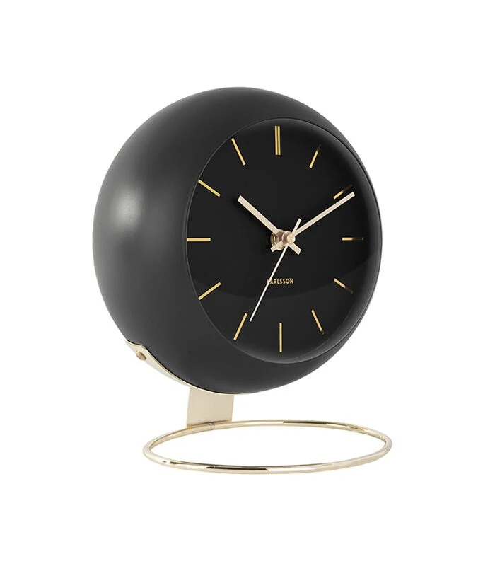 Karlsson Tafelklok Globe - Zwart - 21x24,5x14cm 1 Karlsson Tafelklok Globe - Zwart - 21x24,5x14cm