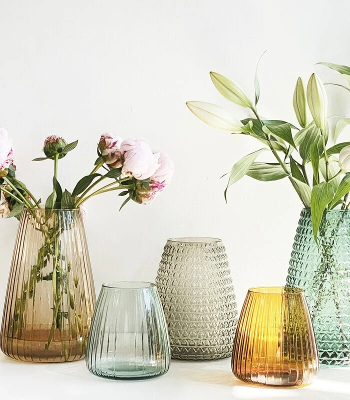 DIM Vaas Stripe Medium Licht Amber 3 DIM Vaas Stripe Medium Licht Amber - Afbeelding 3