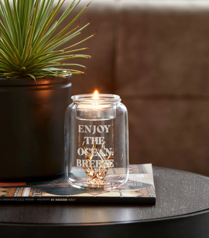 Waxinelichthouder Glas, Theelichthouder Met Koraal - Coral - Beige 2 Waxinelichthouder Glas, Theelichthouder Met Koraal - Coral - Beige - Afbeelding 2