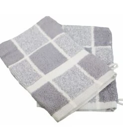 Set Van 2 Toilethandschoenen Katoen Bouclette Tegels CELESTE