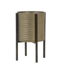 Bloempot + Standaard Caski - Tin Brons/Zwart - Ø28,5x80cm