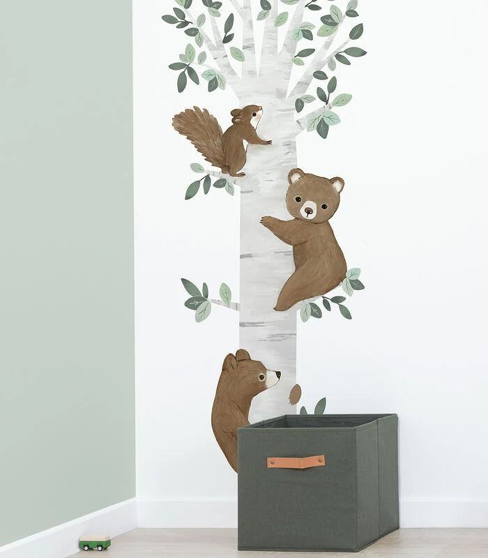 KHARU Muursticker Kinderkamer - Beren Klimmen In De Boom 49x127cm 2 KHARU Muursticker Kinderkamer - Beren Klimmen In De Boom 49x127cm - Afbeelding 2