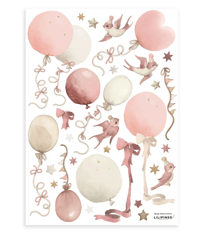 SELENE Muursticker Kinderkamer - Ballonnen En Vliegers (roze) - 29,7 X 42 Cm 1 SELENE Muursticker Kinderkamer - Ballonnen En Vliegers (roze) - 29,7 X 42 Cm