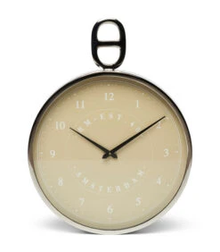 Wandklok, Keukenklok, Kompas Model Met Cijfers - Emily - Beige/ Zilver