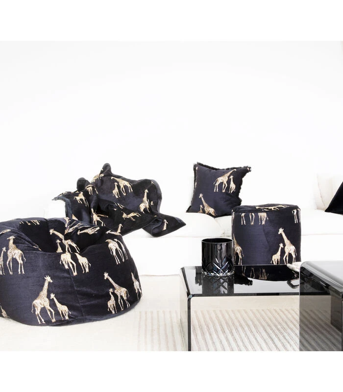 Kussens Met Goud Geborduurde Giraffen 2 Kussens Met Goud Geborduurde Giraffen - Afbeelding 2