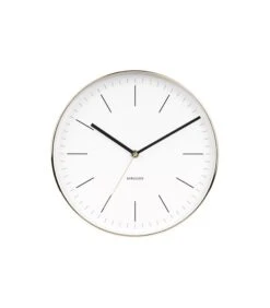 Karlsson Wandklok Minimal - Wit, Shiny Goud Behuizing - Ø27,5cm