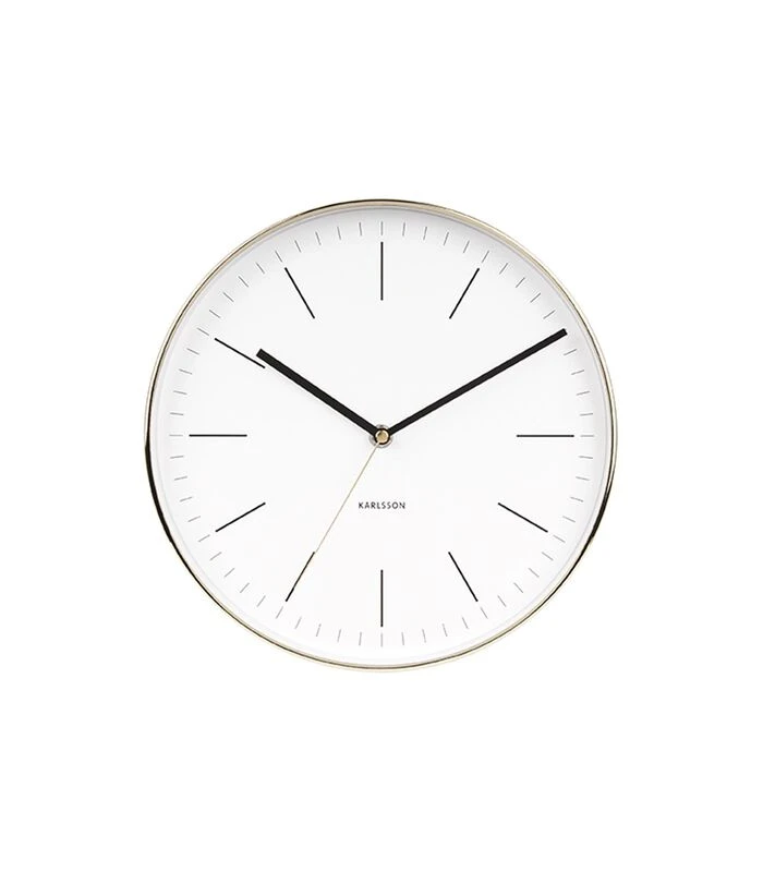 Karlsson Wandklok Minimal - Wit, Shiny Goud Behuizing - Ø27,5cm 1 Karlsson Wandklok Minimal - Wit, Shiny Goud Behuizing - Ø27,5cm