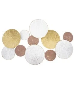 PRESENT TIME Muurkunst Circles - Roze, Wit En Goud - Large - 73x47,5x5,5cm