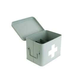 PRESENT TIME Medicijnkist - Medium - Metaal Mat Grijs/Groen - 21,5x15,5x16cm -Dagelijkse Boodschappen Winkel 6713c60d1a6143bd8854feda48d9bb75