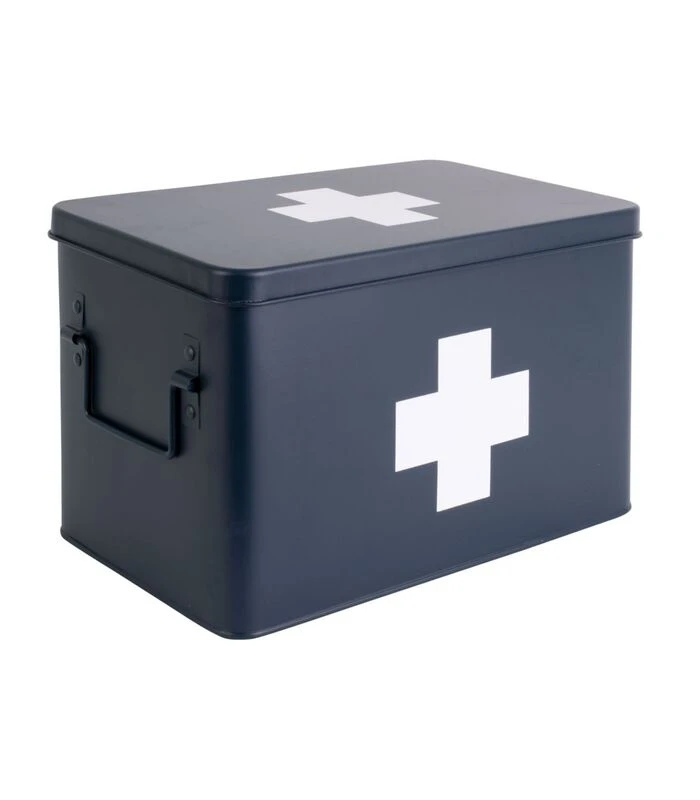 PRESENT TIME Medicijnkist - Large - Metaal Mat Donkerblauw - 31,5x19x21cm 2 PRESENT TIME Medicijnkist - Large - Metaal Mat Donkerblauw - 31,5x19x21cm - Afbeelding 2