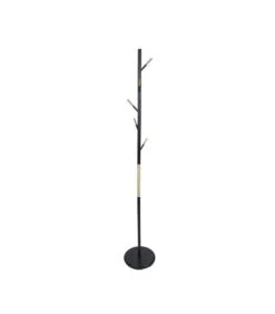 Leitmotiv Kapstok Fushion - Zwart Met Rubber, Hout - 177x28cm