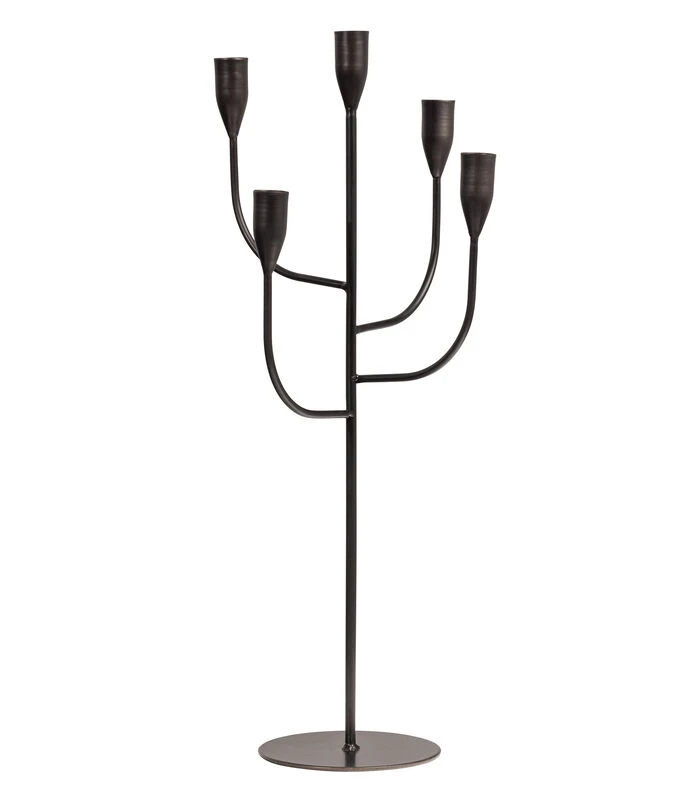 Kent Kandelaar - Metaal - Zwart - 57x26x26 1 Kent Kandelaar - Metaal - Zwart - 57x26x26