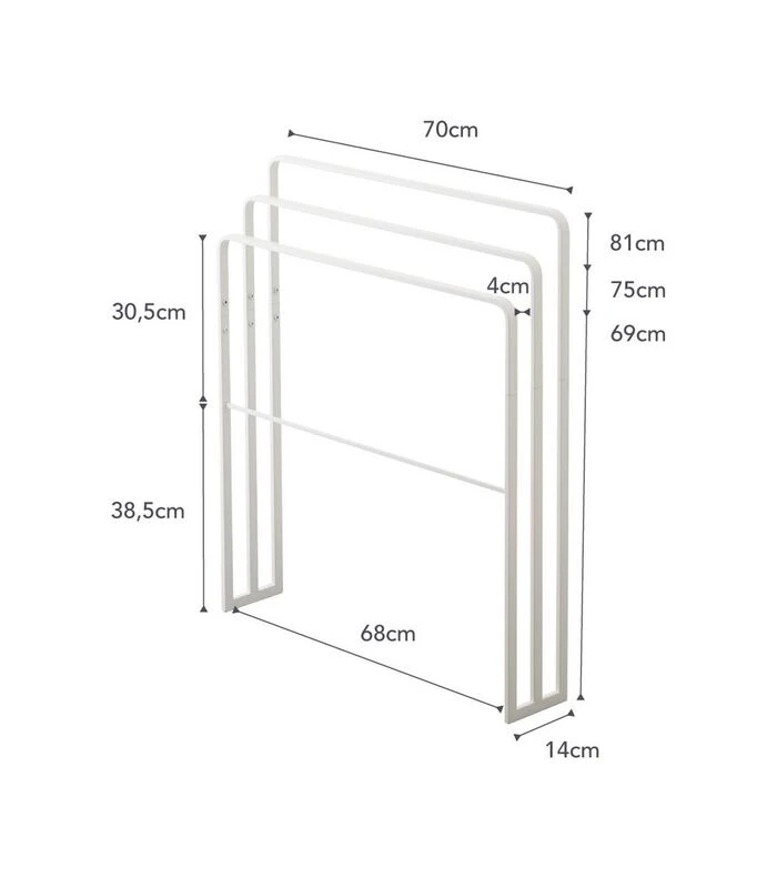 Yamazaki Bath Towel Hanger With 3 Bars - Tower - White 5 Yamazaki Bath Towel Hanger With 3 Bars - Tower - White - Afbeelding 5