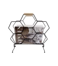 PRESENT TIME Tijdschriftenrek Honeycomb - Mat Zwart - 40x33x45cm -Dagelijkse Boodschappen Winkel 778bf393499443048ffbfcffbd41e9e6