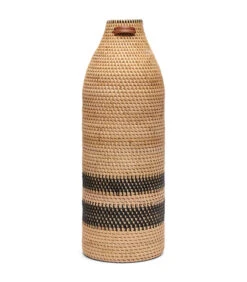 Rieten Vaas Droogbloemen, Met Strepen - Crystal Bay - Bruin / Wit