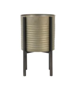 Bloempot + Standaard Caski - Tin Brons/Zwart - Ø28,5x80cm -Dagelijkse Boodschappen Winkel 7d195da2646a48beab04af99dab0bff3